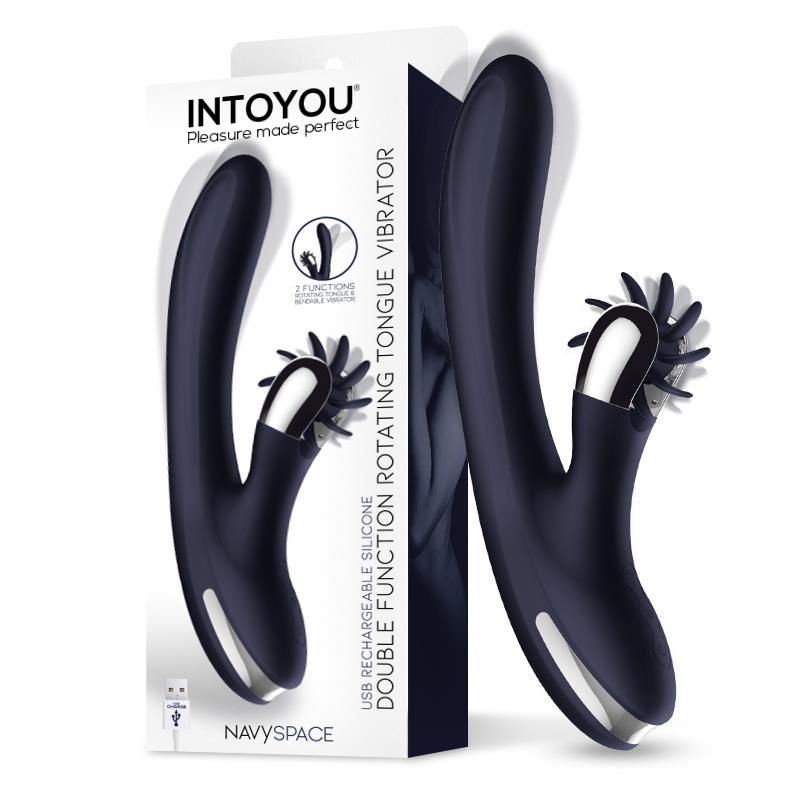 INTOYOU Navyspace Vibromasseur avec languettes rotatives Bleu